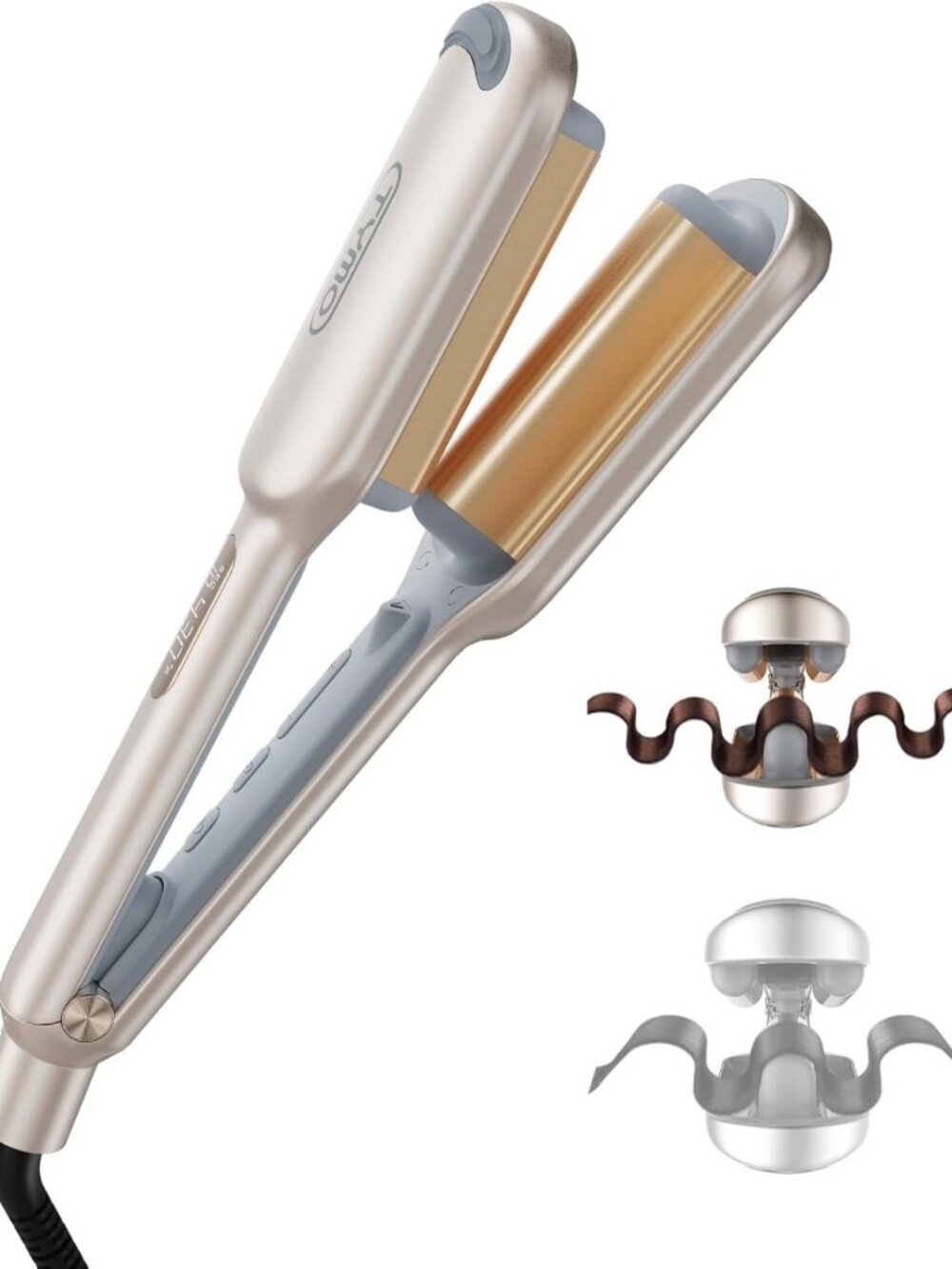 Beach Waves Curling Iron & Hair Crimper - 3-in-1 Waver for Effortless Curls